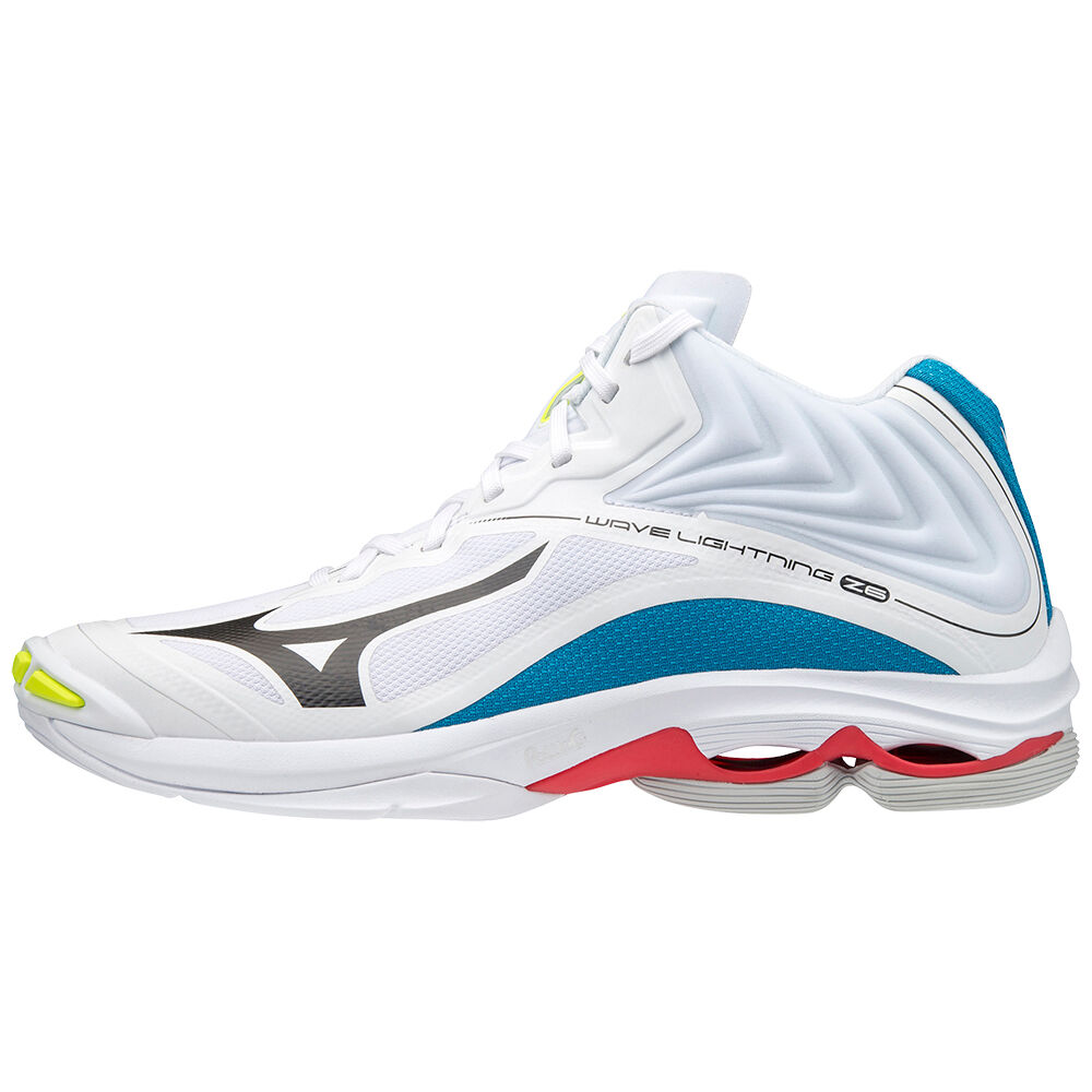 Zapatillas Voleibol Mizuno Wave Lightning Z6 Mid Hombre Blancas/Negras/Azules España MBUY-82504